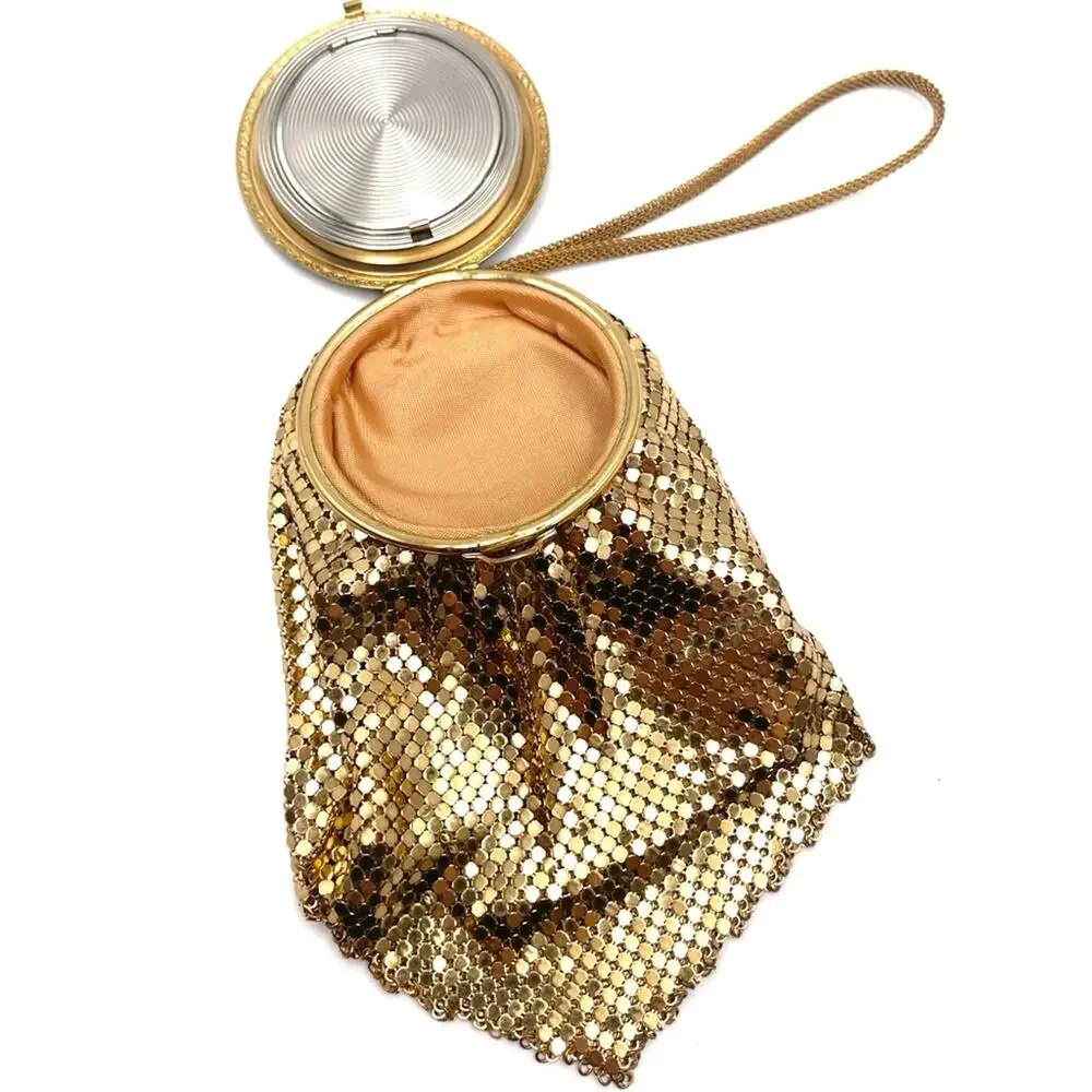 VINTAGE - 1920 Lipstick mini wristlet bag with mirror and compact powder holder